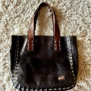 Bed Stu Leather Stevie Tote Black Teak Rustic **VERY GOOD PREOWNED CONDITION**